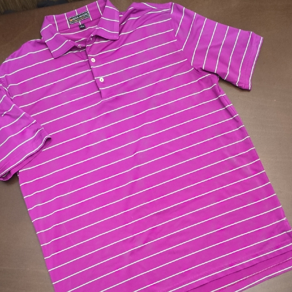Peter Millar Other - PETER MILLAR Summwr Comfort Men's Plum Purple Striped Polo Shirt Sz L